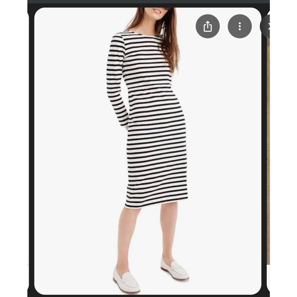 J. Crew striped fitted midi dress sz 4 black white